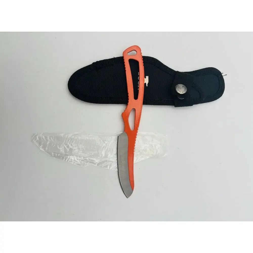New Buck Knife 135-BK Fixed Blade Caper Knife Stainless Steel w/ sheath Orange